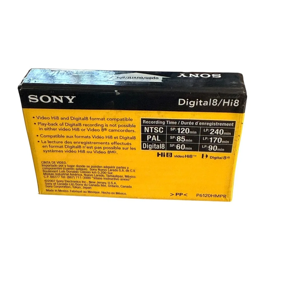 Sony Hi8 Digital8 Video Cassette Tape 120min Hi8 60min Digital8 P6120HMPR New
